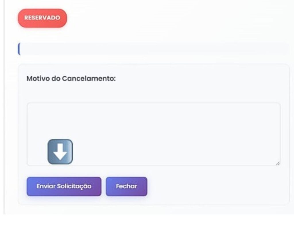 Tela de cancelamentos - passo 2
