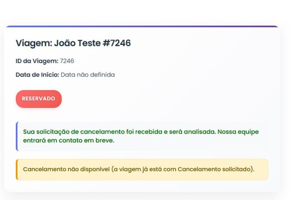Tela de cancelamentos - WhatsApp
